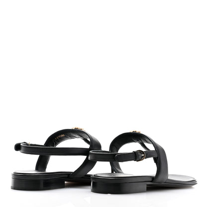 Chanel Lambskin Gripoix CC Thong Sandals 38.5 Black Gold 4 of 9