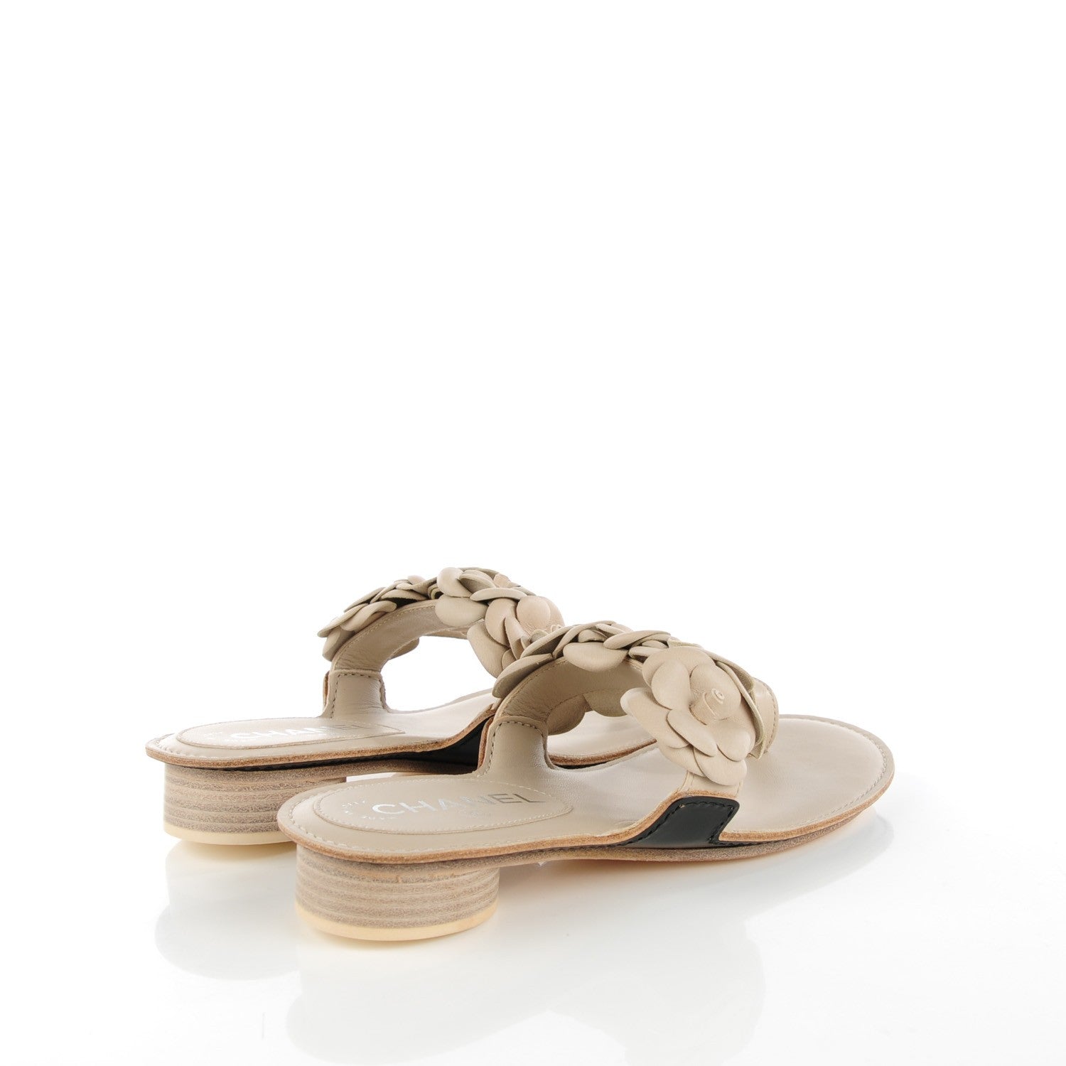 Chanel Lambskin Camellia Sandals 35 Light Beige 4 of 8