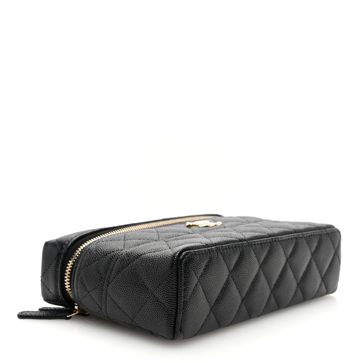Caviar Quilted Trendy Handle Slim Vanity Black