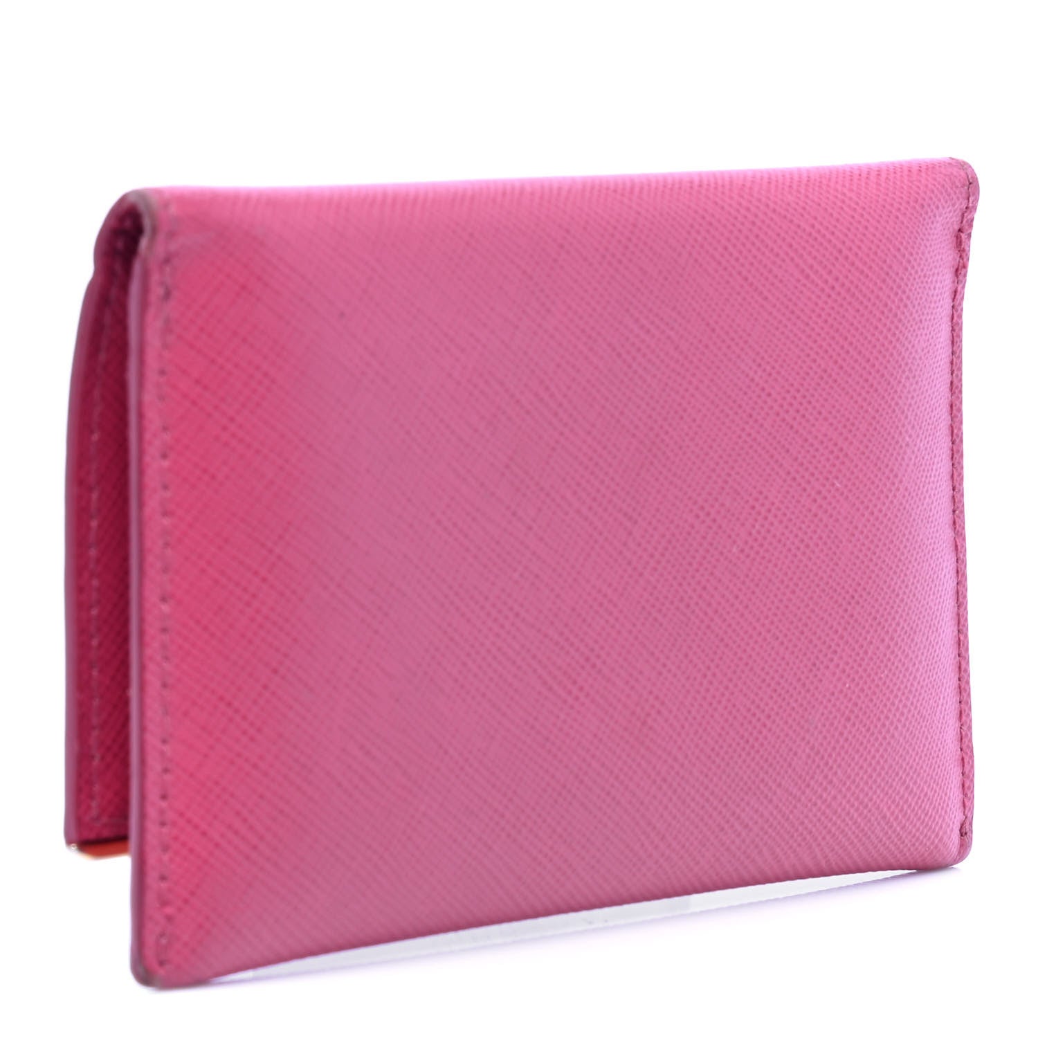 Prada Saffiano Compact Metal Bar Flap Wallet Peonia 2 of 7