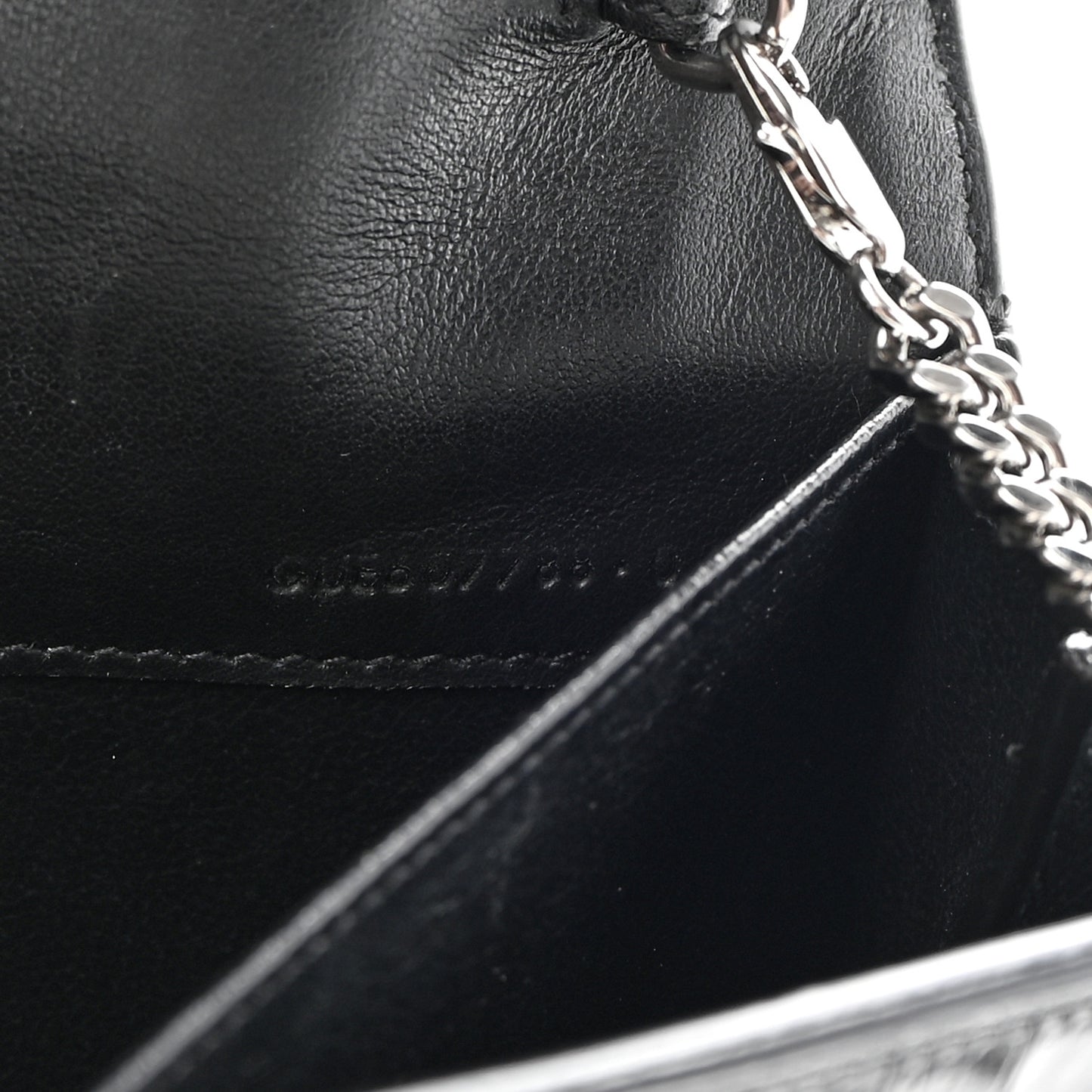 Calfskin Crocodile Embossed Monogram Uptown Chain Wallet Black