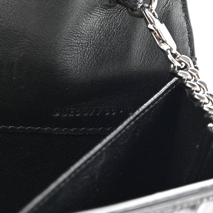 Saint Laurent Calfskin Crocodile Embossed Monogram Uptown Chain Wallet Black 8 of 14