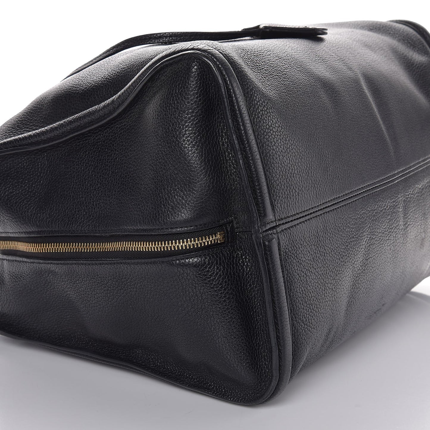 Pebbled Calfskin Large Skull Padlock Zip Around Tote Black
