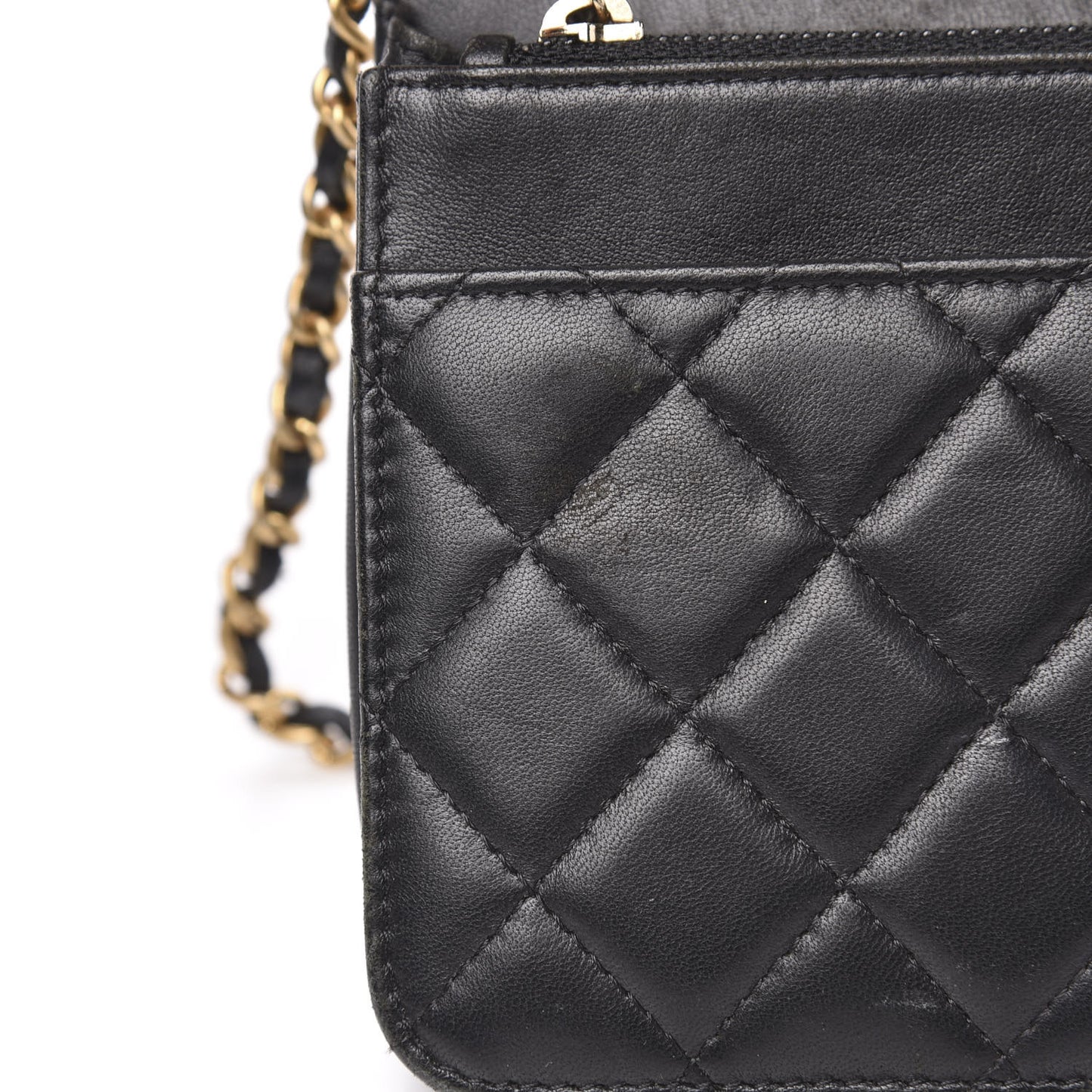 Lambskin Quilted Boy Wallet On Chain WOC Black
