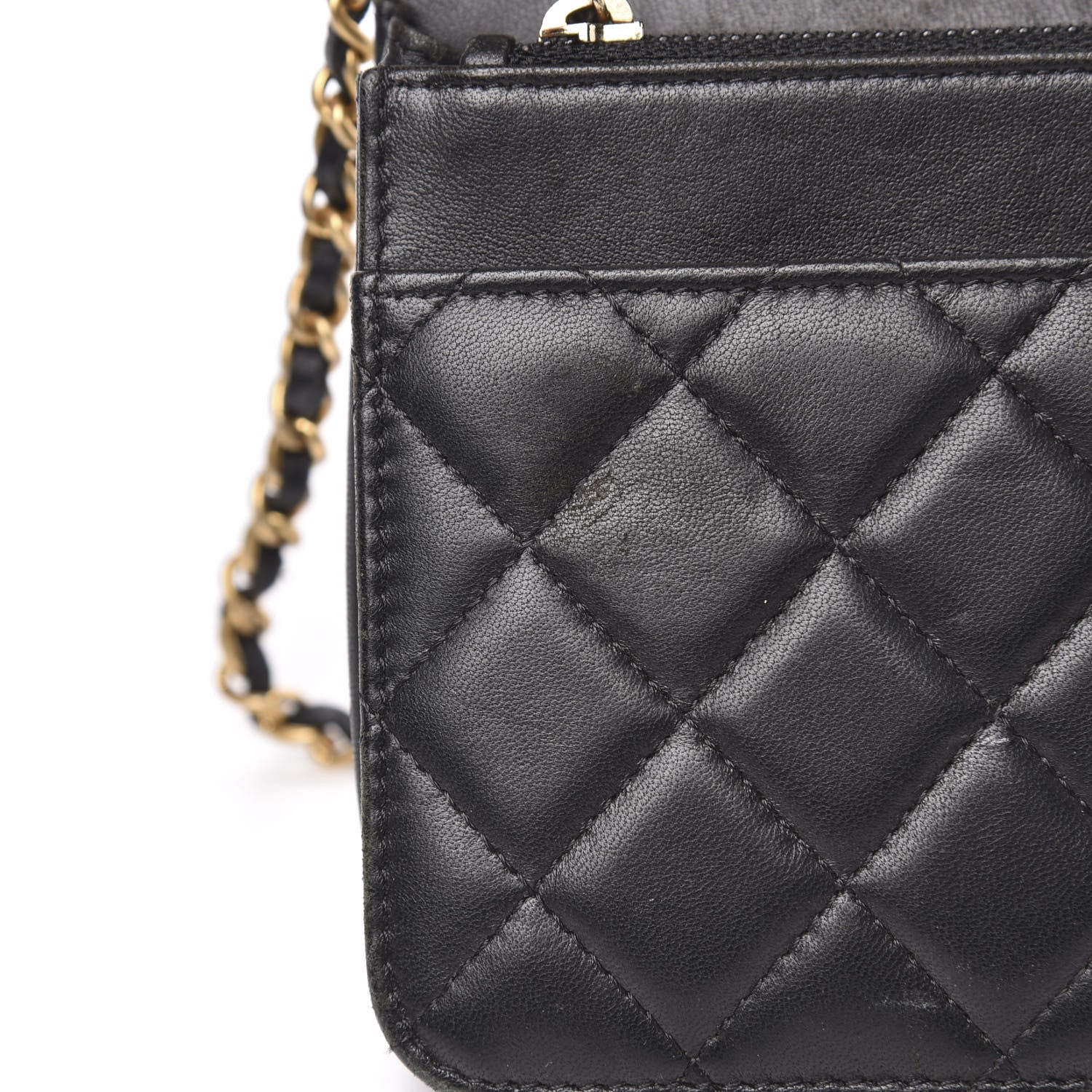 Chanel Lambskin Quilted Boy Wallet On Chain WOC Black 19 of 20