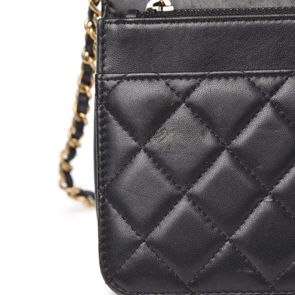 Chanel Lambskin Quilted Boy Wallet On Chain WOC Black 19 of 20