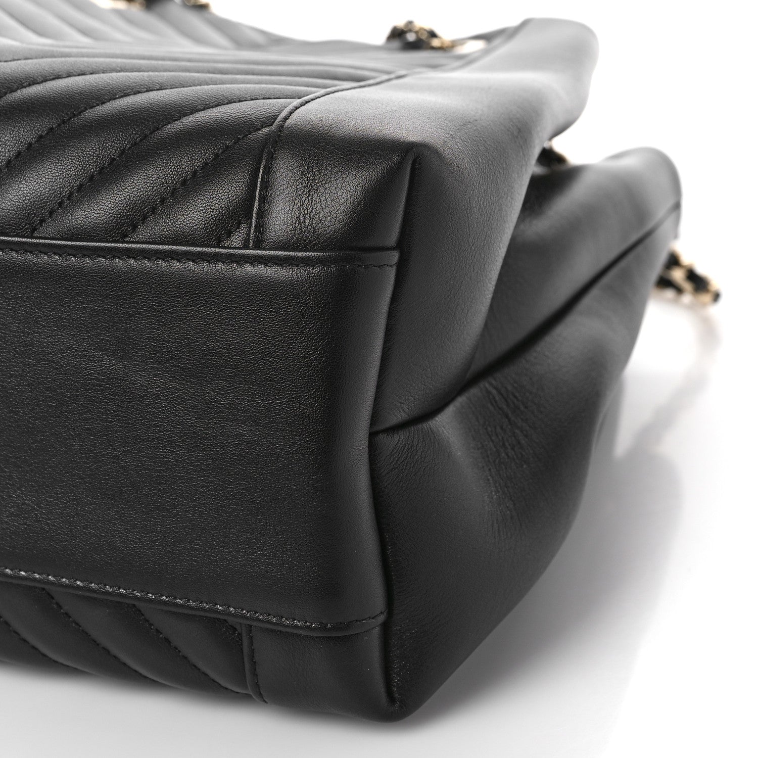 Chanel Calfskin Quilted Daily Chevron Drawstring Bag Black 9 of 9