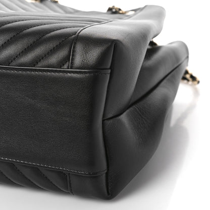 Chanel Calfskin Quilted Daily Chevron Drawstring Bag Black 9 of 9