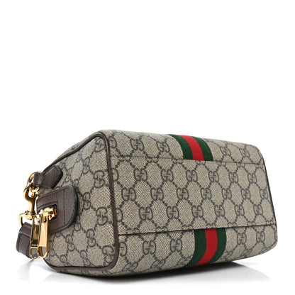Gucci GG Supreme Monogram Textured Dollar Calfskin Web Mini Ophidia Top Handle Bag Beige Ebony New Acero 4 of 10
