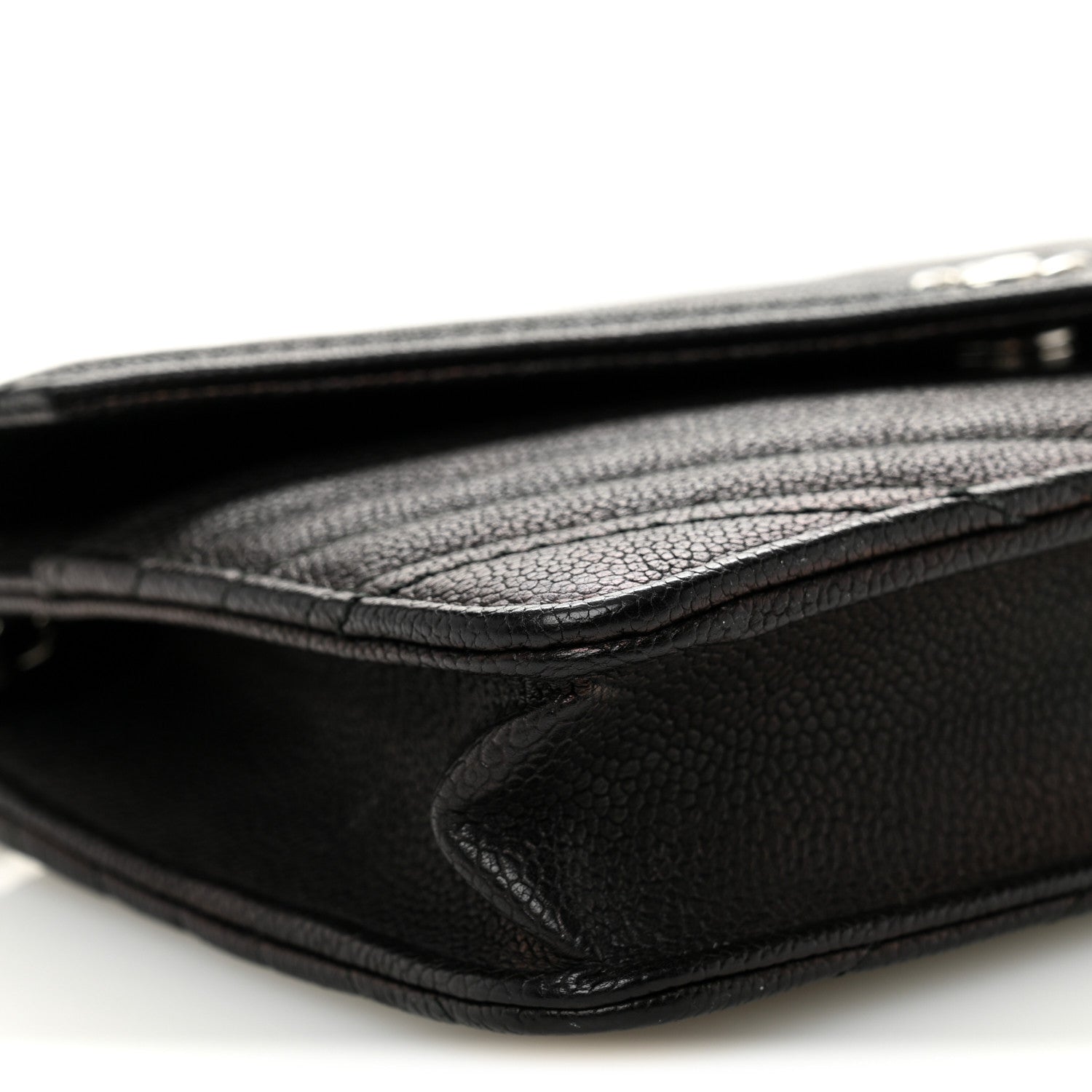 Chanel Goatskin Chevron Quilted Statement Wallet On Chain WOC Black 10 of 11
