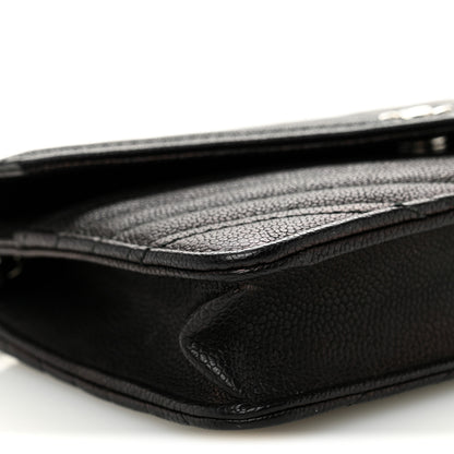 Chanel Goatskin Chevron Quilted Statement Wallet On Chain WOC Black 10 of 11