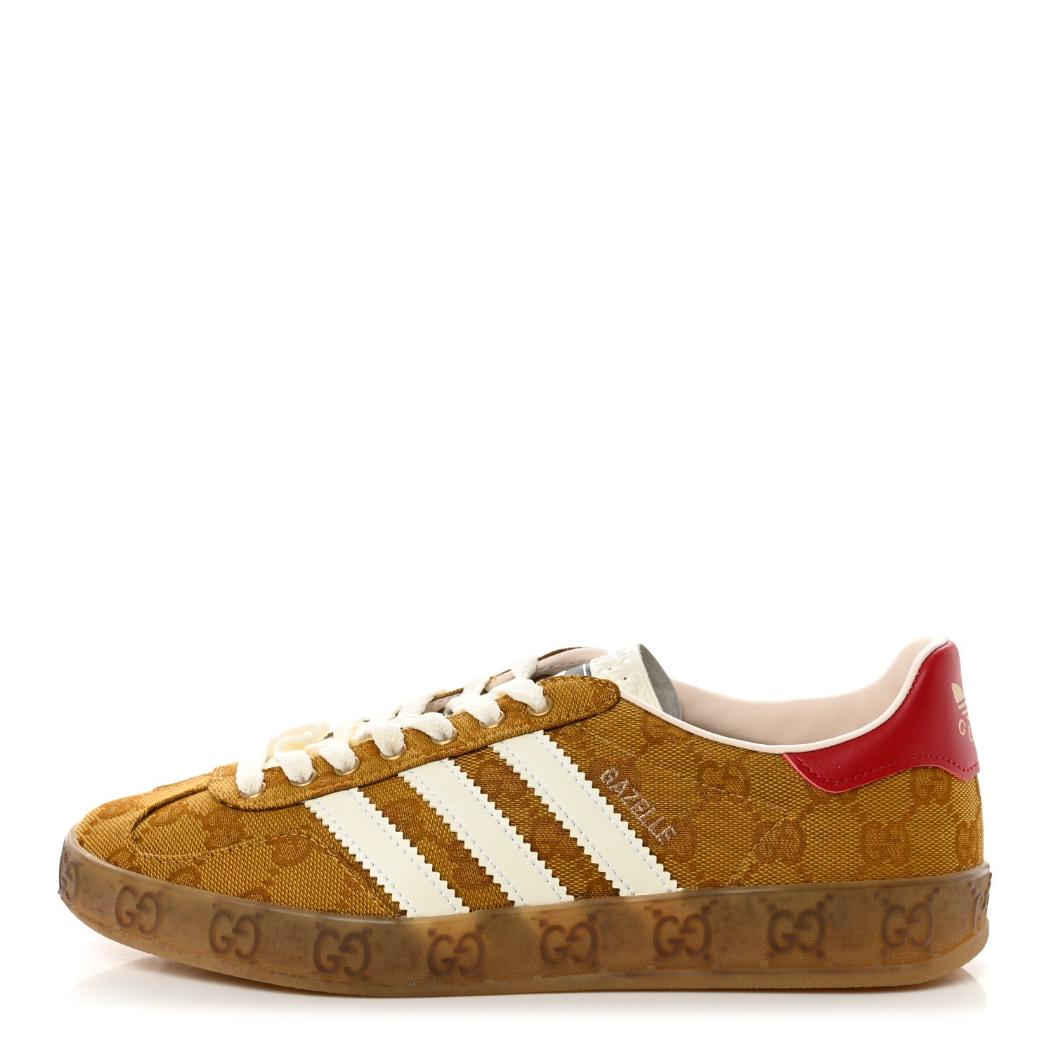 Gucci X ADIDAS Vintage GG Monogram Mens Gazelle Sneakers 6.5 Mid Natural Nut Off White 1 of 8