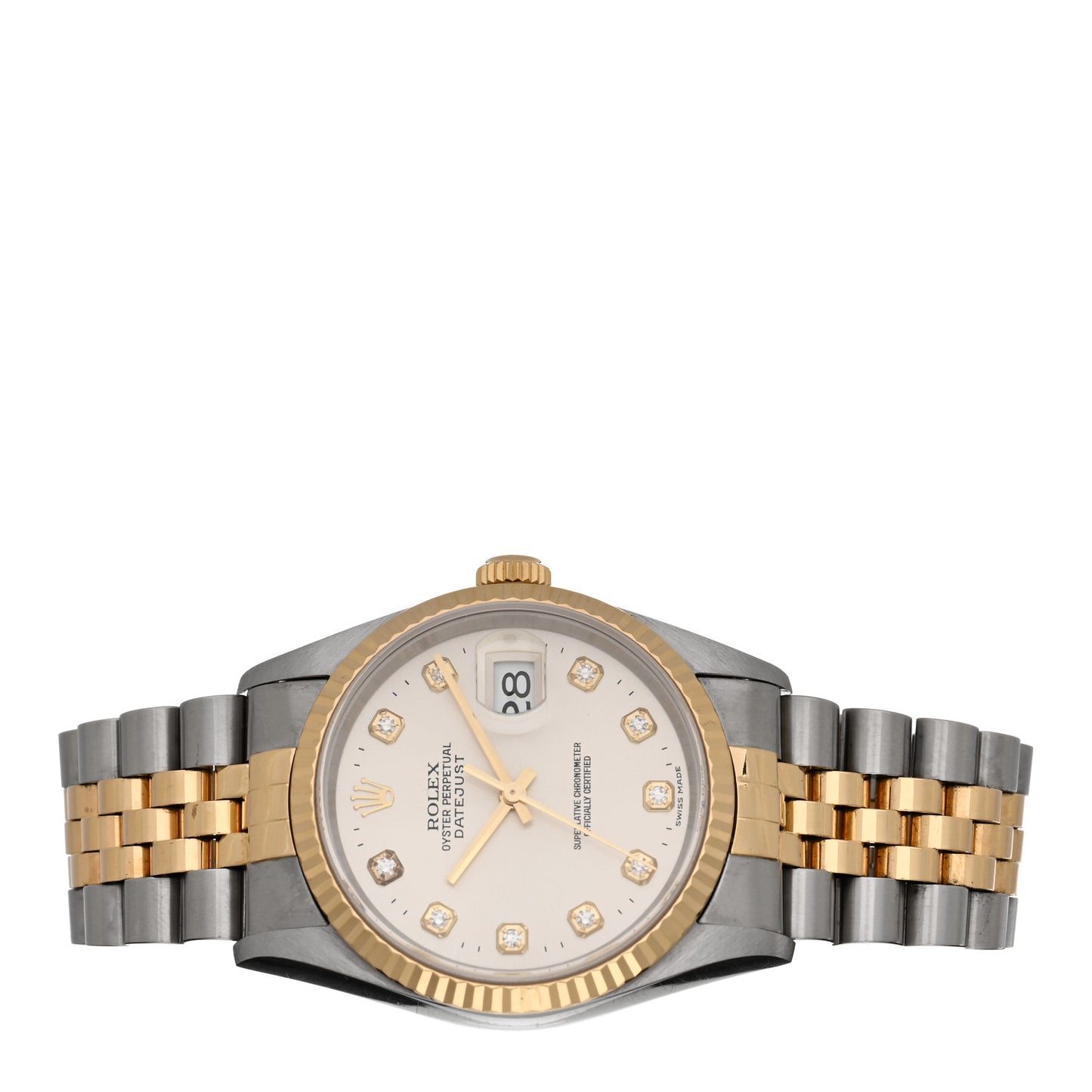 Stainless Steel 18K Yellow Gold Diamond 36mm Oyster Perpetual Datejust Watch Silver 16233