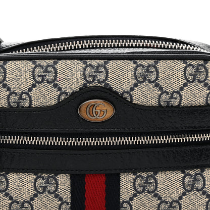 Gucci GG Supreme Monogram Textured Dollar Calfskin Web Mini Ophidia Shoulder Bag Beige Blue 8 of 15