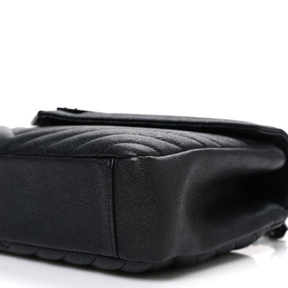 Saint Laurent Sheepskin Matelasse Chevron Monogram Monochrome Medium College Bag Black 10 of 11