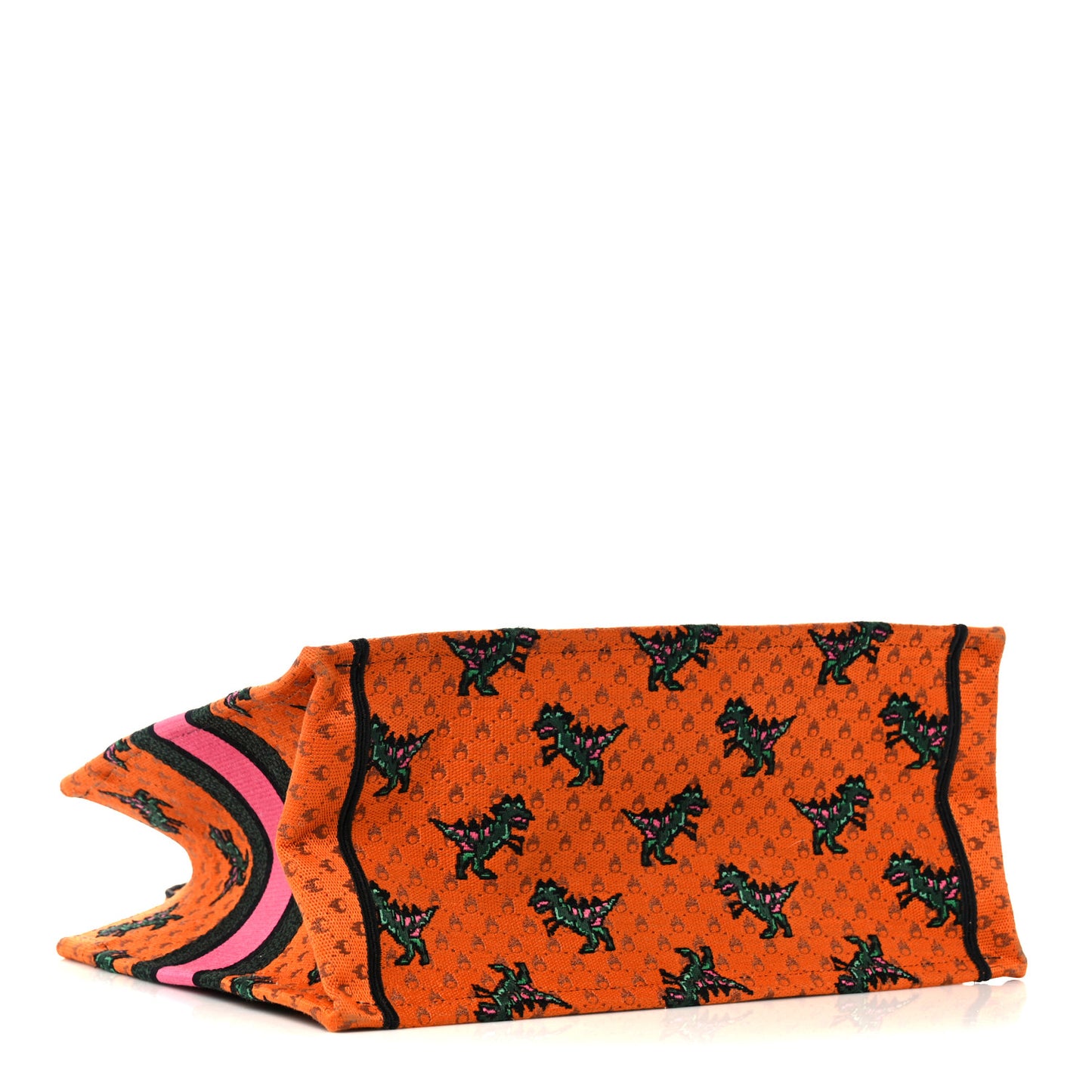 Canvas Embroidered Medium Dino Book Tote Orange Multicolor