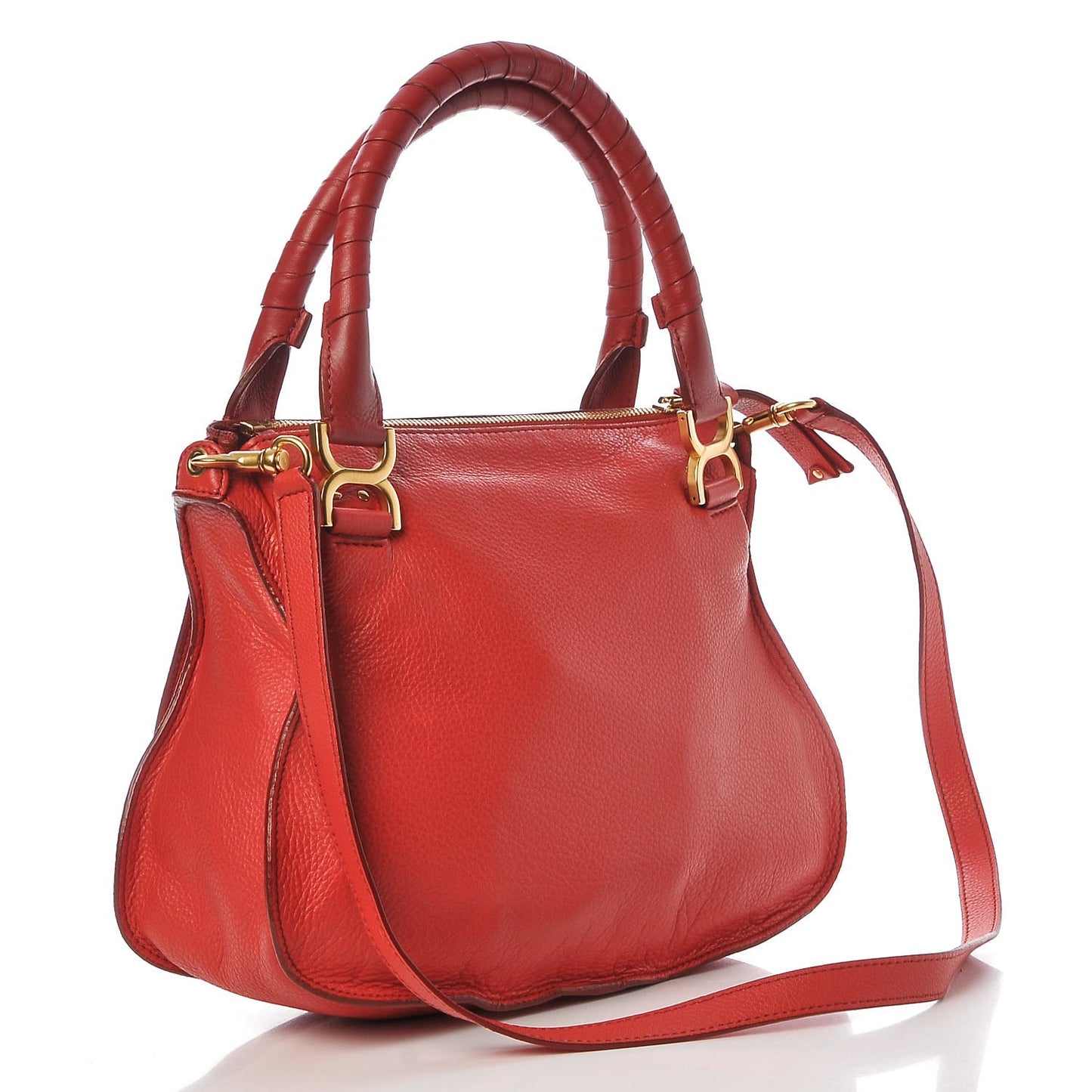 Calfskin Medium Marcie Satchel Plaid Red