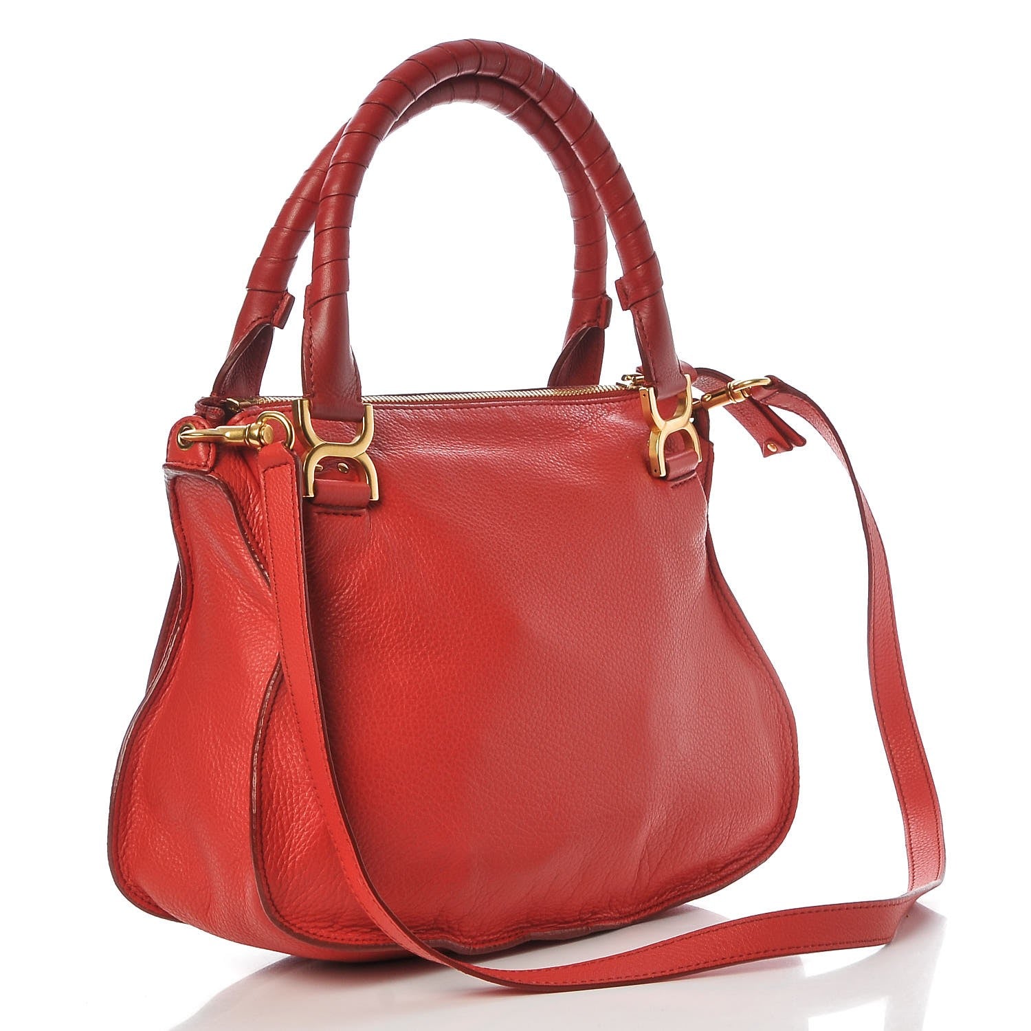 Chloe Calfskin Medium Marcie Satchel Plaid Red 3 of 8