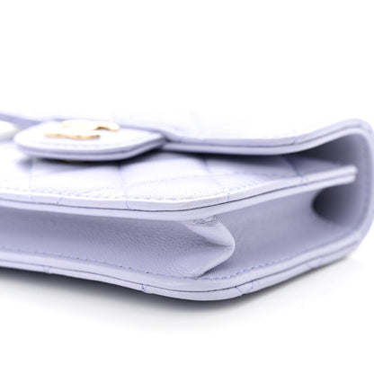 Chanel Lambskin Quilted Top Handle Flap Coin Purse With Chain Light Purple 11 of 12