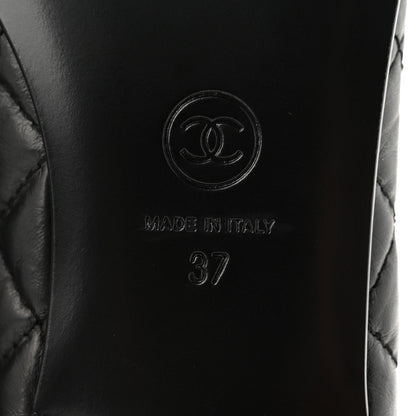 Chanel Aged Calfskin Quilted CC Cap Toe Ballerina Flats 37 Black 6 of 8