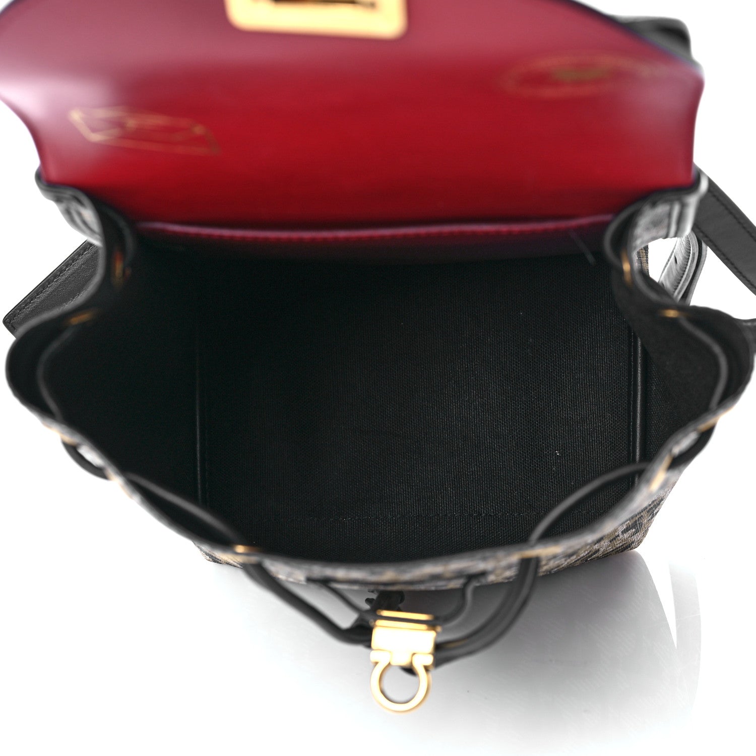 Salvatore Ferragamo Canvas Calfskin Gancini Backpack Black Beige 4 of 8
