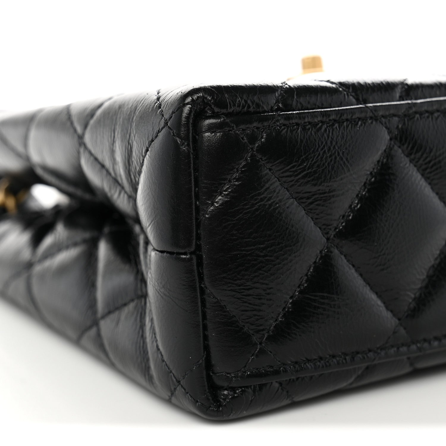 Chanel Shiny Aged Calfskin Quilted Nano Kelly Shopper Black 9 of 11