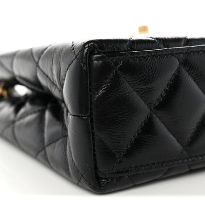 Chanel Shiny Aged Calfskin Quilted Nano Kelly Shopper Black 9 of 11