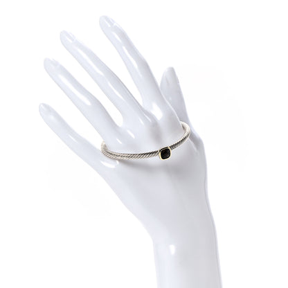 David Yurman Sterling Silver 18K Yellow Gold Smoky Quartz 4mm Noblesse Cable Bracelet 2 of 4