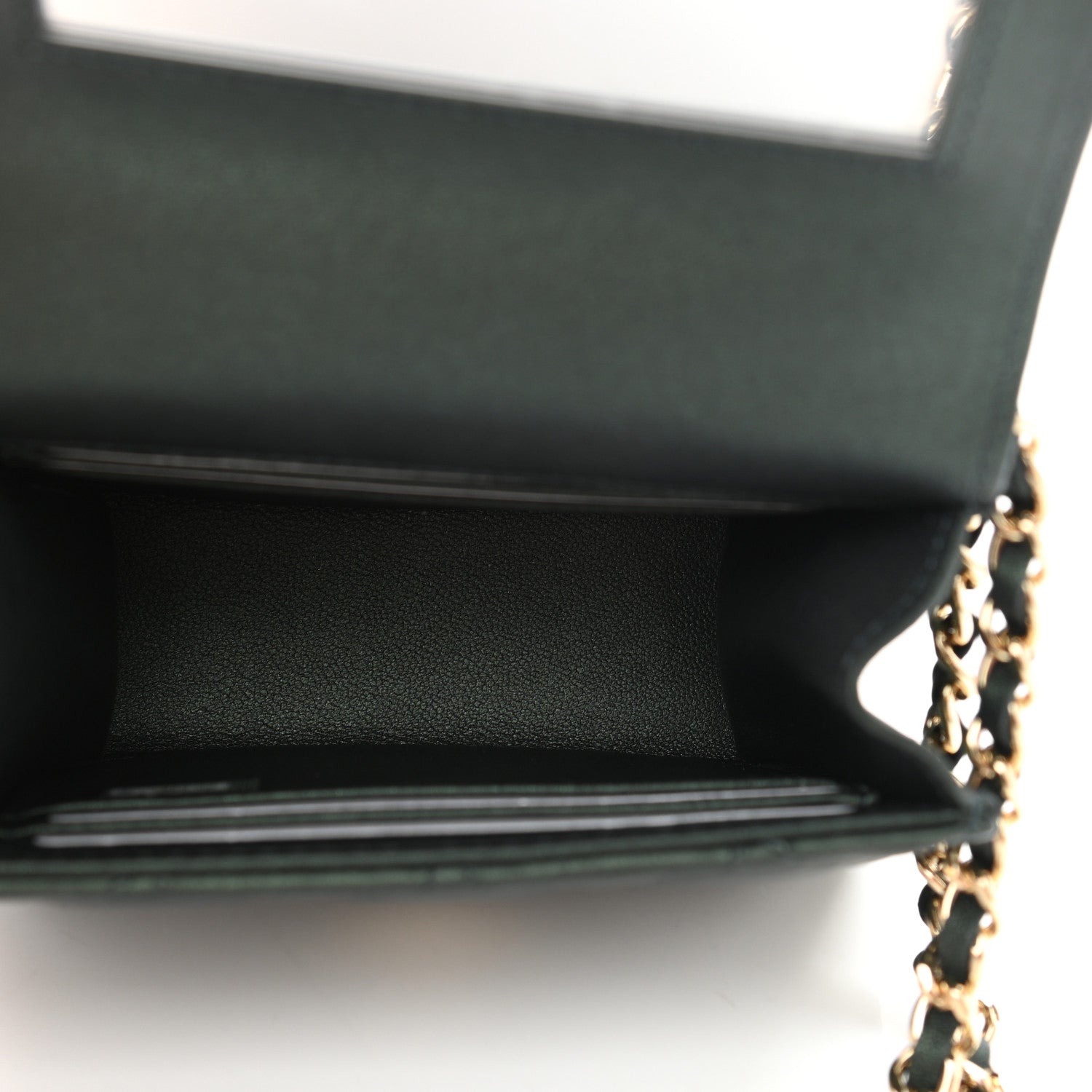 Chanel Iridescent Lambskin Quilted Top Handle Flap Clutch With Chain Dark Green 5 of 10