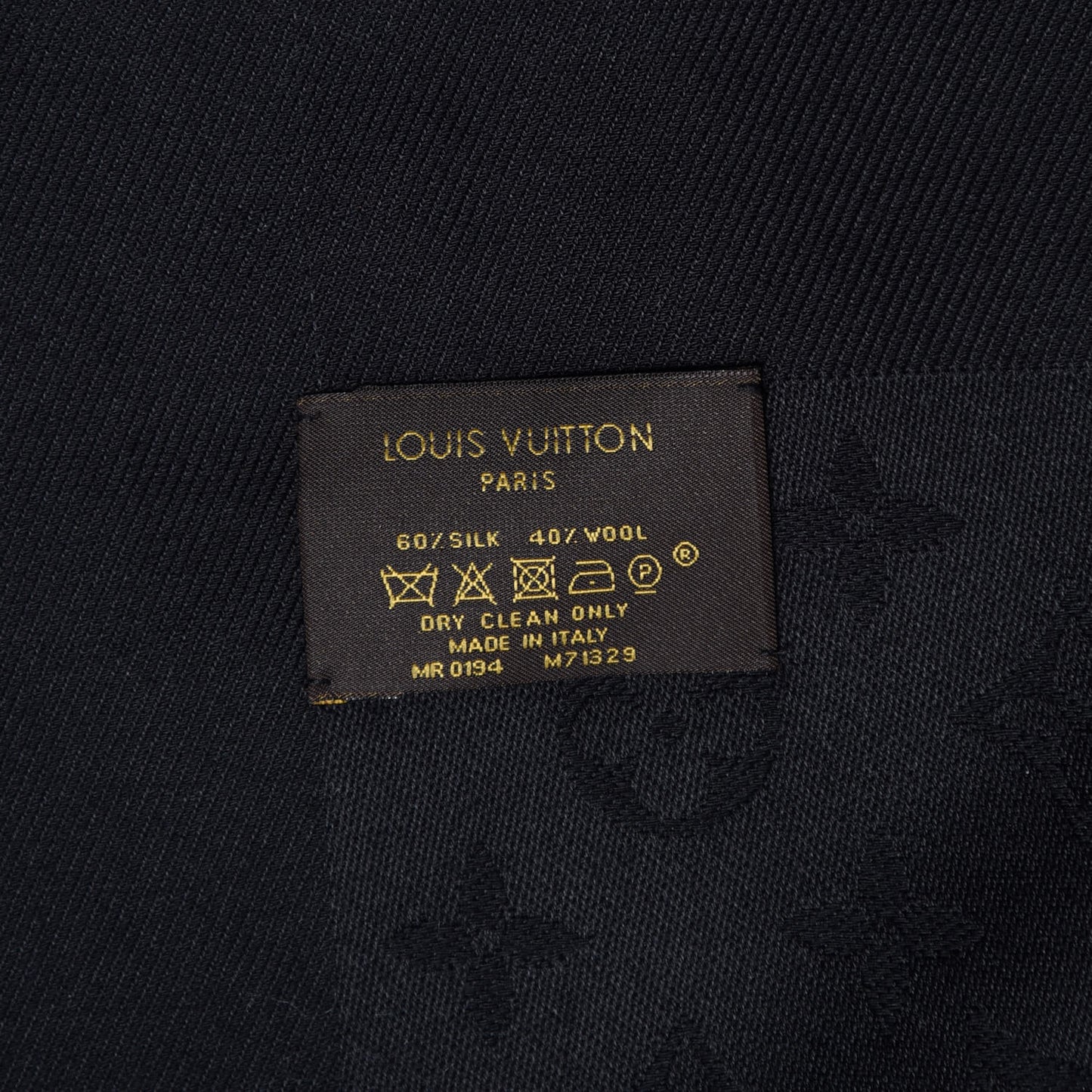 Silk Wool Monogram Shawl Black