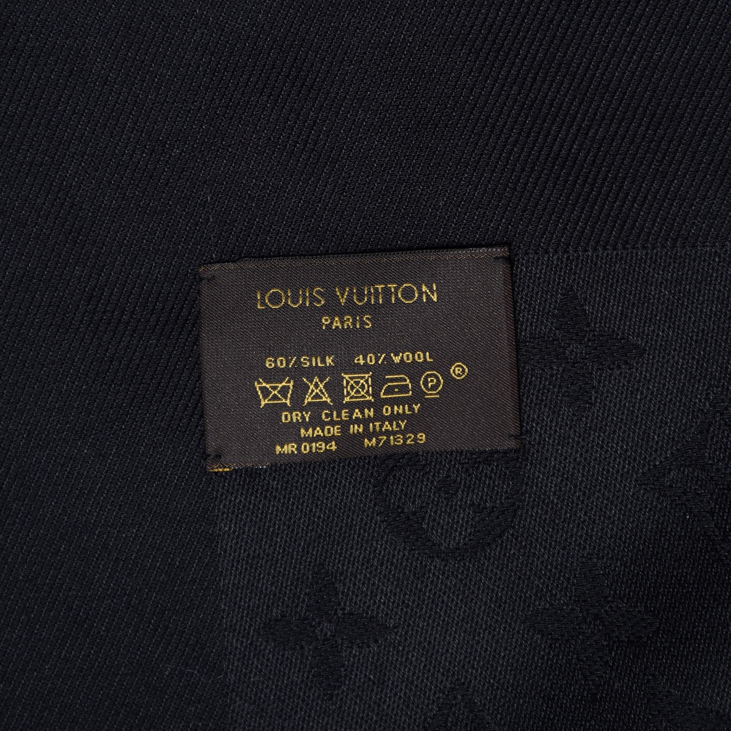 Louis Vuitton Silk Wool Monogram Shawl Black 3 of 4