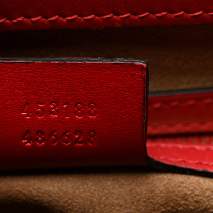 Gucci GG Supreme Monogram Calfskin Small Padlock Top Handle Bag Beige Hibiscus Red New Rosette 7 of 10