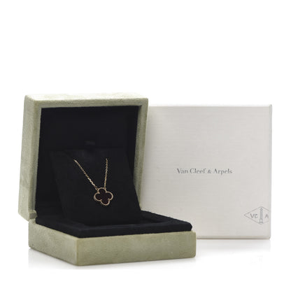Van Cleef & Arpels 18K Yellow Gold Carnelian Vintage Alhambra Pendant Necklace 7 of 7