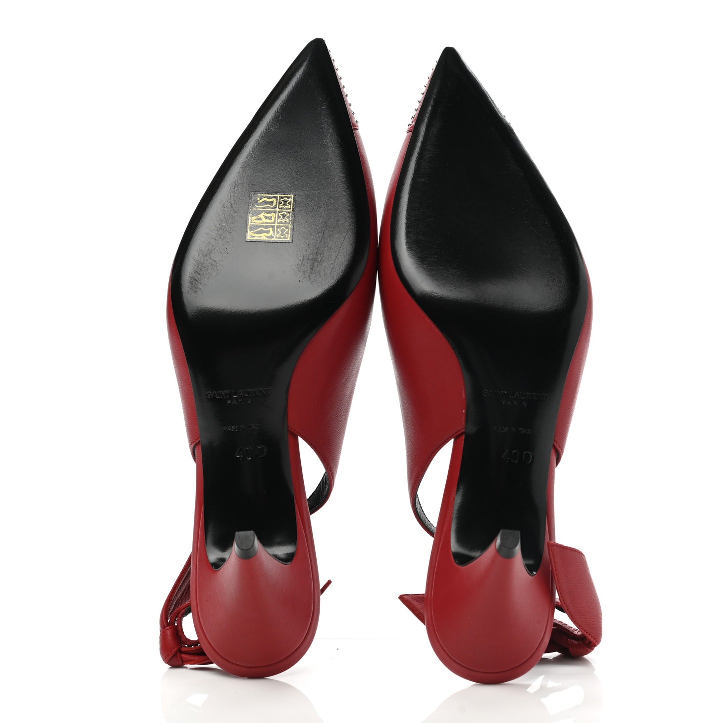 Calfskin Studded Charlotte 55 Slingback Pumps 40 Red