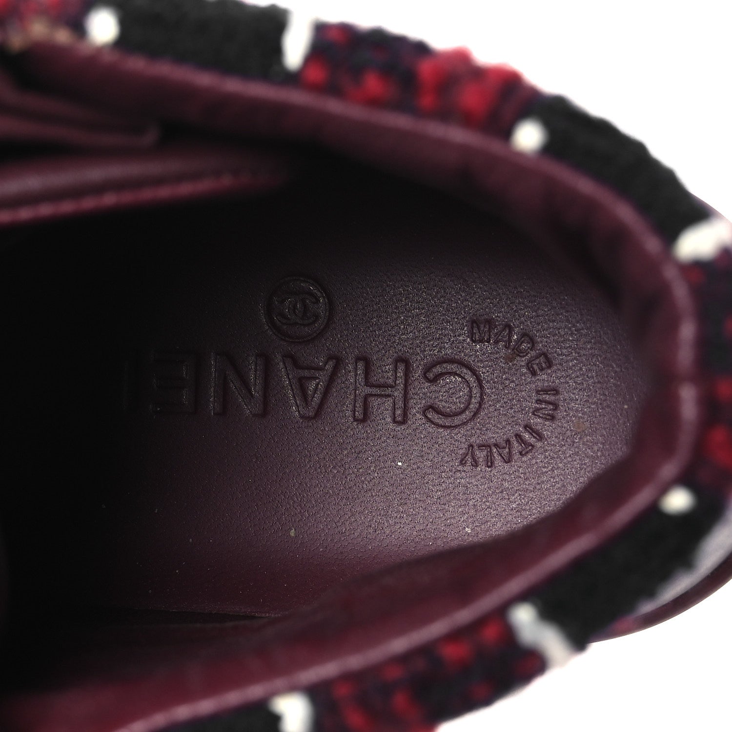 Chanel Lambskin Zipped Chain CC Sneakers 38.5 Burgundy 9 of 10