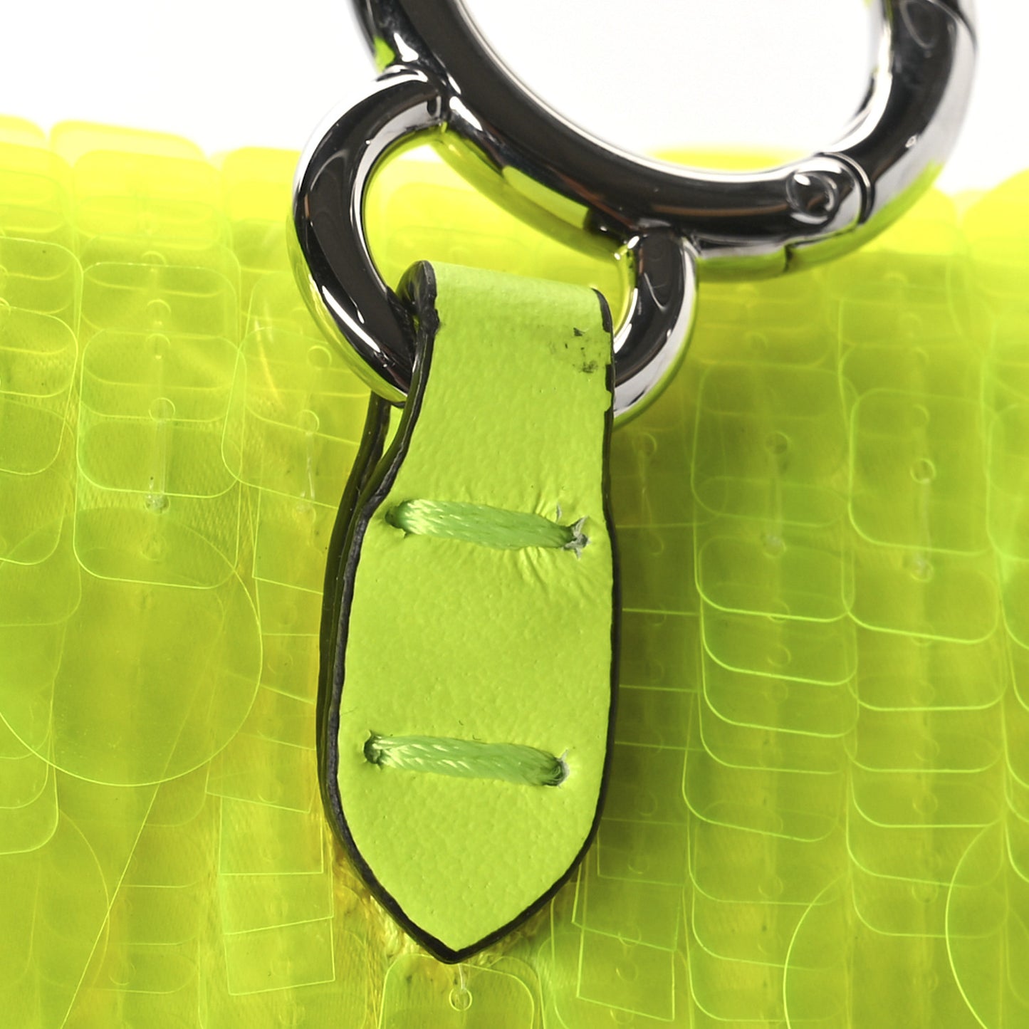 Transparent Paillettes Vitello King Nano Maxi Buckle Baguette Charm Yellow Fluo