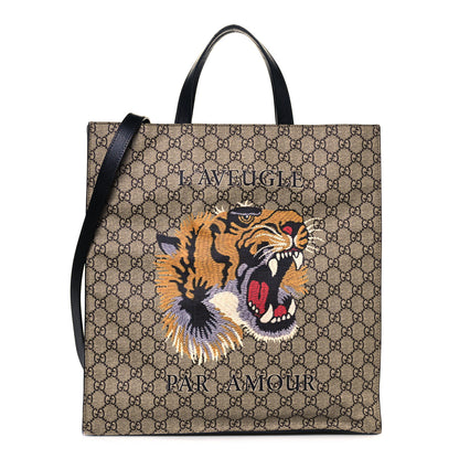 Gucci GG Supreme Monogram L'Aveugle Par Amour Print Vertical Tote Black 1 of 20