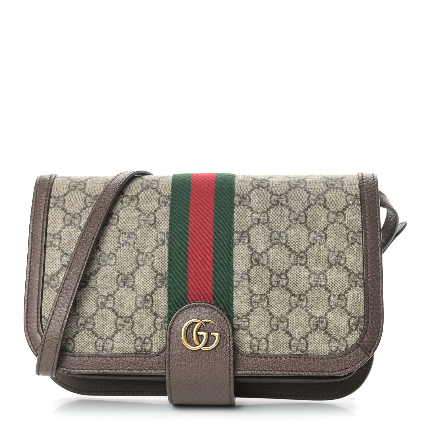 Gucci GG Supreme Monogram Web Ophidia Flap Messenger Bag Beige New Acero 1 of 8