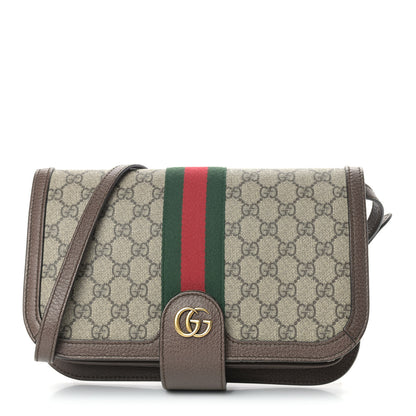 Gucci GG Supreme Monogram Web Ophidia Flap Messenger Bag Beige New Acero 1 of 8