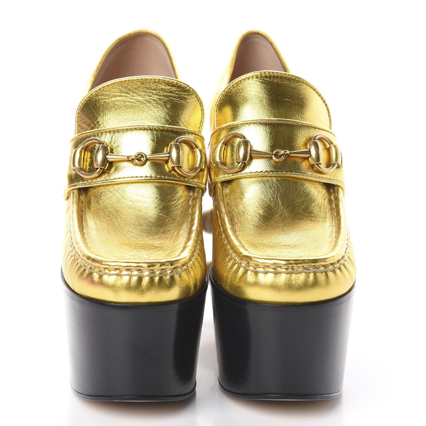 Malaga Kid Pearl Studded Vegas Platform Loafers 35 Gold