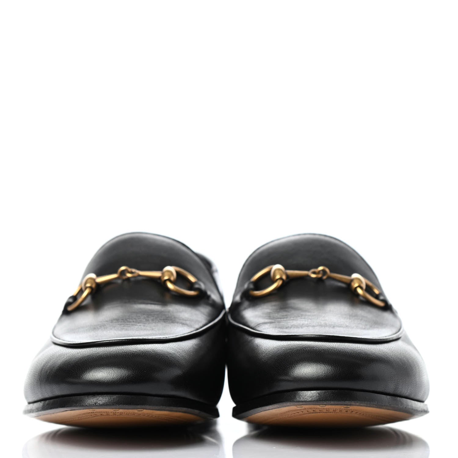 Gucci Lambskin Womens Brixton Horsebit Loafers 37.5 Black 2 of 4