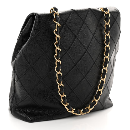 Chanel Caviar Stitched Fold Over Shoulder Bag Black 3 of 8