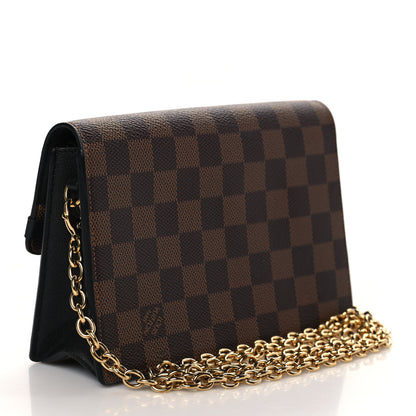 Louis Vuitton Damier Ebene Vavin Chain Wallet Black 3 of 8