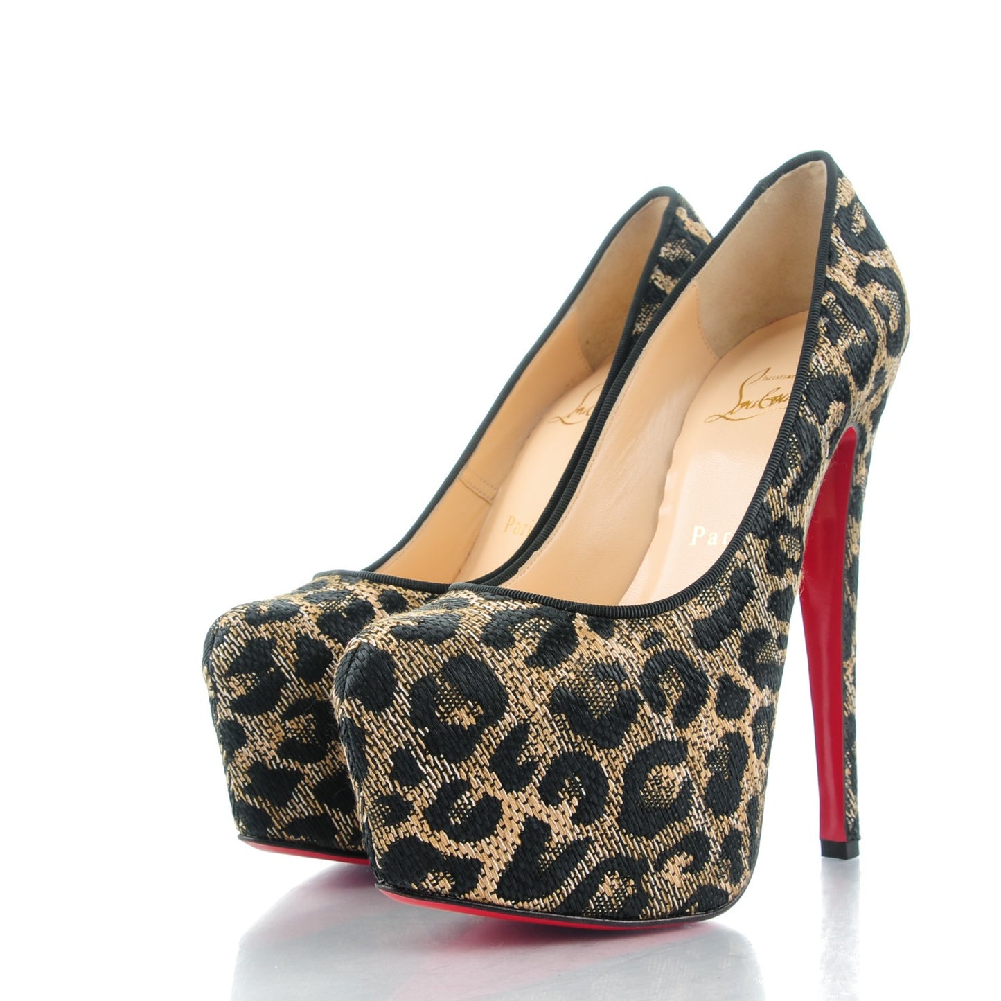 Jacquard Leopard Print Daffodile 160 Pumps 36 Black