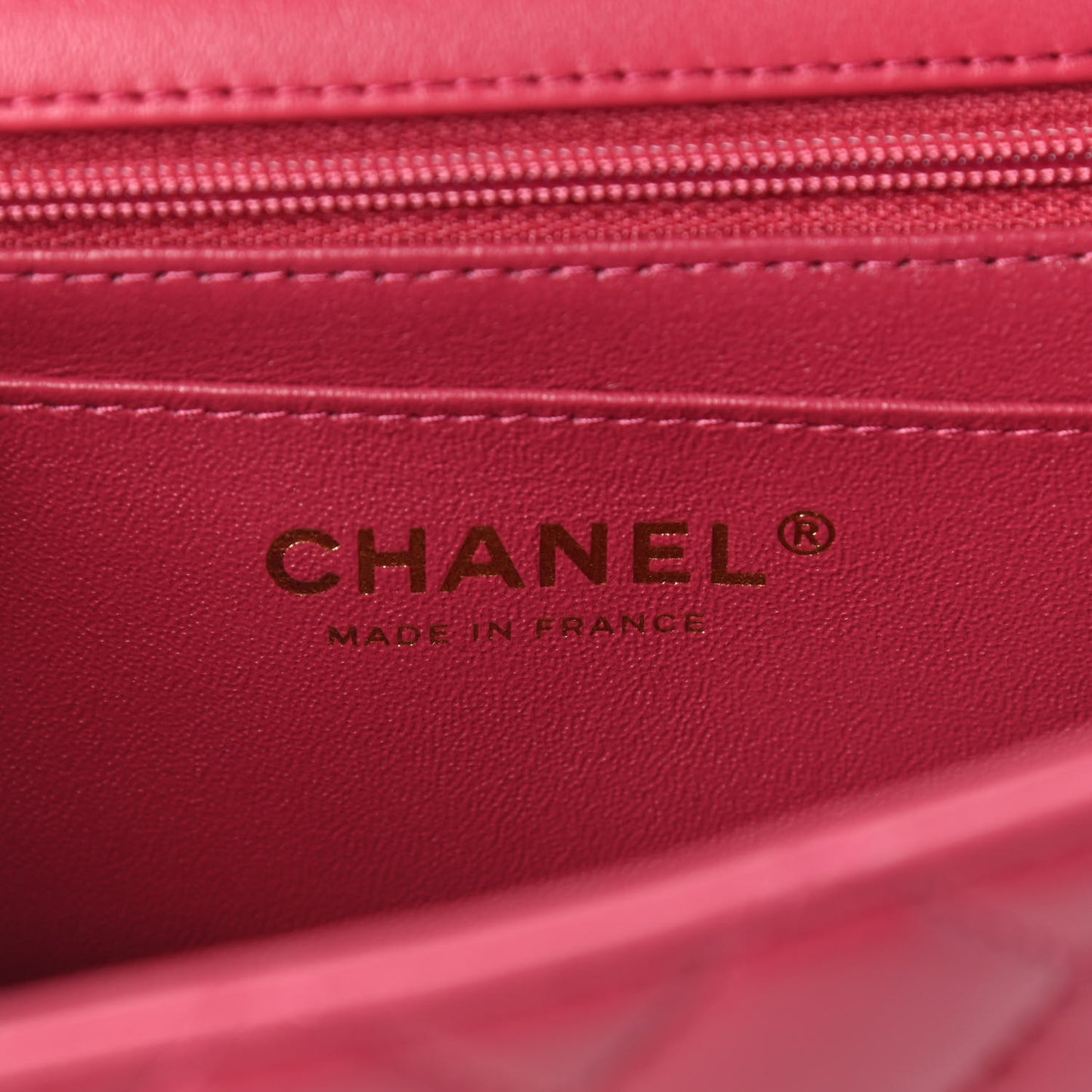 Lambskin Quilted Mini Top Handle Rectangular Flap Dark Pink
