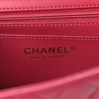 Chanel Lambskin Quilted Mini Top Handle Rectangular Flap Dark Pink 6 of 9