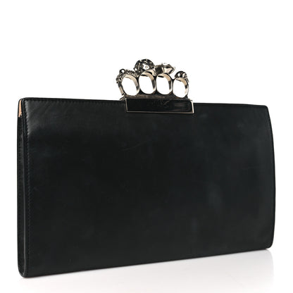 Alexander McQueen Calfskin Embellished Knuckle Flat Clutch Clutch Black 3 of 12