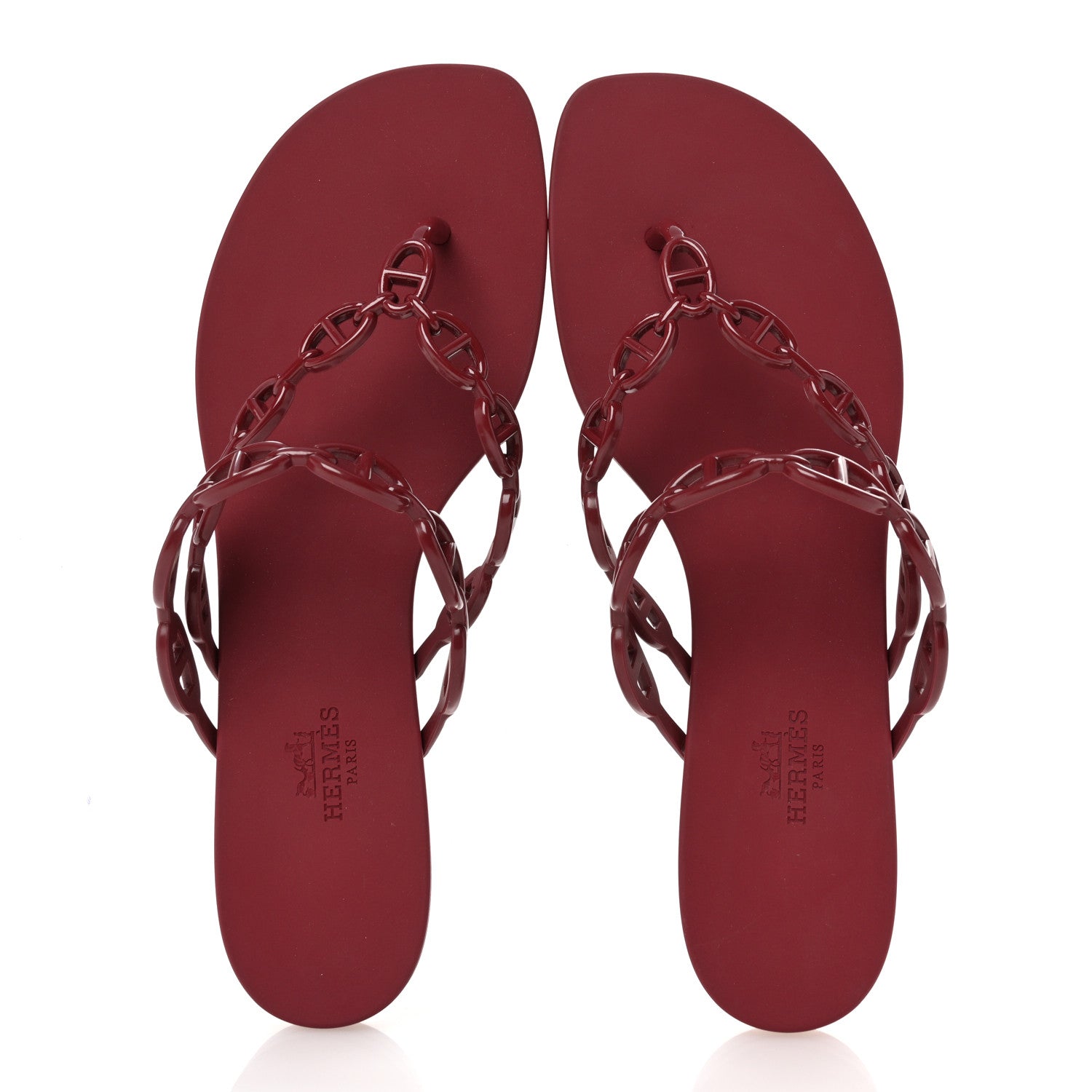 Hermes Rubber Chaine d'Ancre Island Sandals 40 Rouge H 2 of 9