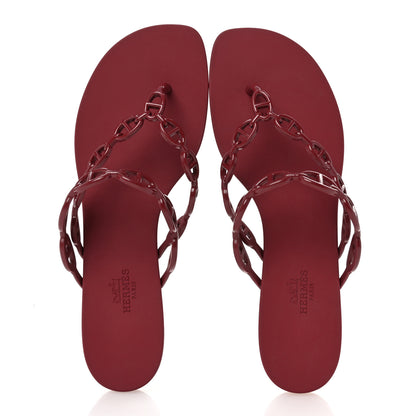 Hermes Rubber Chaine d'Ancre Island Sandals 40 Rouge H 2 of 9