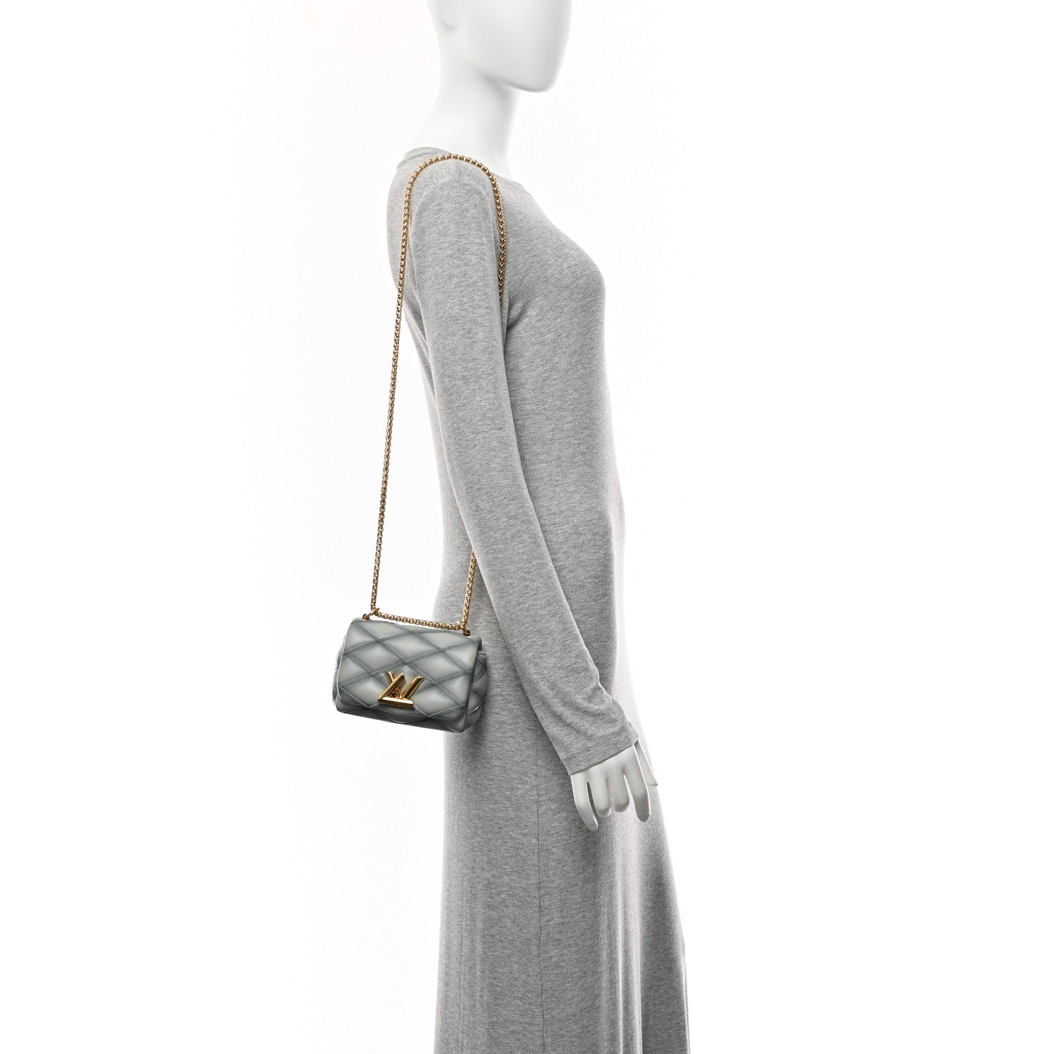 Louis Vuitton Lambskin Malletage Pico GO-14 Ecume Gray 1814781